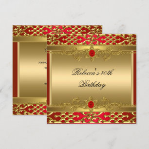 Invitation Fête d'anniversaire 40 ans Rouge riche Élégant Orn