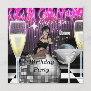 Invitation Fête d'anniversaire 40 ans Soirée entre filles Cha