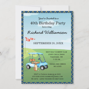 Invitation Fête d'anniversaire 40 ans thème golf hommes