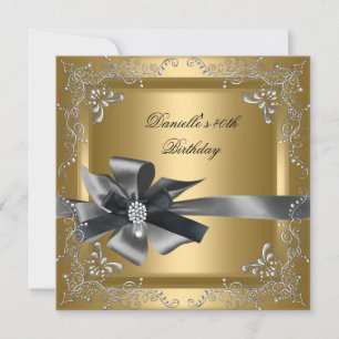 Invitation Fête d'anniversaire 40e Gold Silver Black Grey