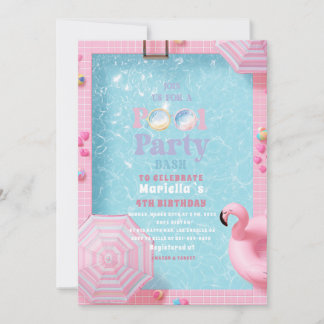 Invitation Fête d'anniversaire 4 ans fille élégante aquarelle
