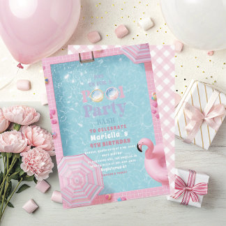 Invitation Fête d'anniversaire 4 ans fille élégante aquarelle