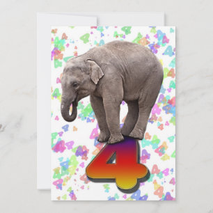 Invitation fête d'anniversaire 4, avec éléphants h