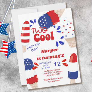Invitation Fête d'anniversaire 4 juillet Glace Deux Cool 2ème