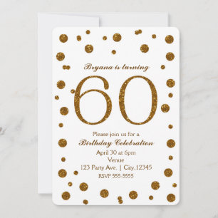 Invitation Fête d'anniversaire 50 ans 50 Glitter Points Blanc