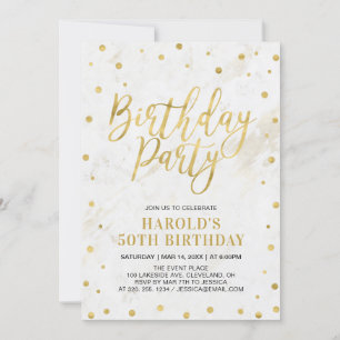 Invitation Fête d'anniversaire 50 ans Adulte Or Moderne
