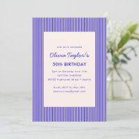 Fête d'anniversaire 50 ans avec rayure bleu royal