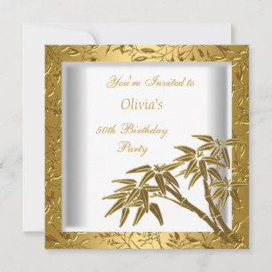 Invitation Fête d'anniversaire 50 ans Bambou Floral Asiatique