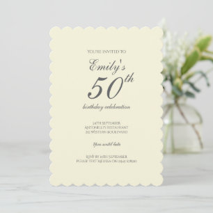 Invitation Fête d'anniversaire 50 ans crème élégante moderne