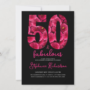 Invitation Fête d'anniversaire 50 ans et fabuleuse aux fleurs