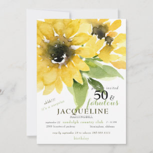 Invitation Fête d'anniversaire 50 ans et formidable Tournesol