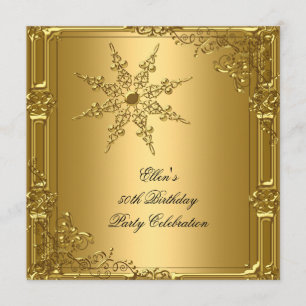 Invitation Fête d'anniversaire 50 ans Flocon de neige doré