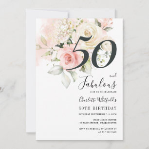 Invitation Fête d'anniversaire 50 ans Floral 50 et Fabuleuse