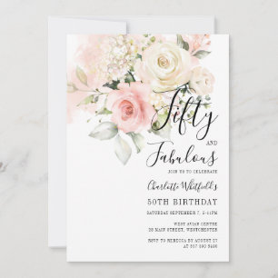 Invitation Fête d'anniversaire 50 ans Floral 50 et Fabuleuse