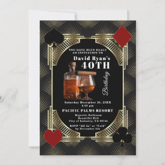 Invitation Fête d'anniversaire 50 ans Glam Casino Cognac et c