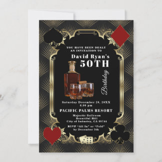 Invitation Fête d'anniversaire 50 ans Glam Whisky et cigare c