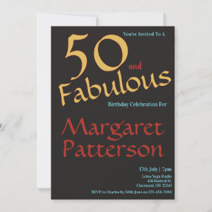 Invitation Fête d'anniversaire 50 ans moderne et fabuleuse po