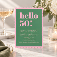 Fête d'anniversaire 50 ans moderne rose vert à bor