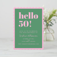 Fête d'anniversaire 50 ans moderne rose vert à bor