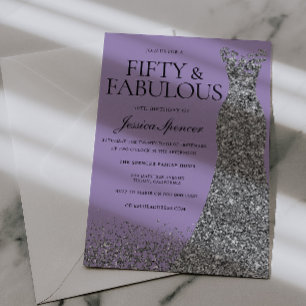 Invitation Fête d'anniversaire 50 ans Pale Purple Elegance