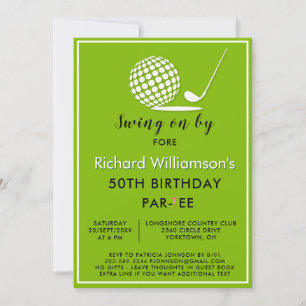 Invitation Fête d'anniversaire 50 ans thème golf hommes