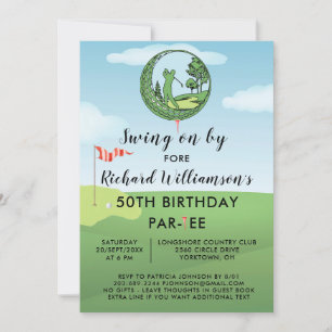 Invitation Fête d'anniversaire 50 ans thème golf hommes 