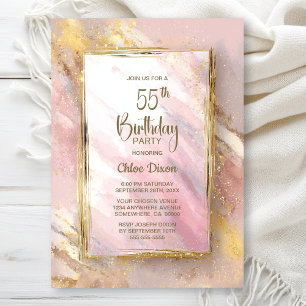 Invitation Fête d'anniversaire 55 ans en or rose