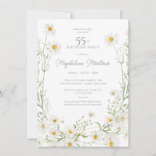 Invitation Fête d'anniversaire 55 ans Fleur de naissance d'av