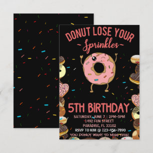 Invitation Fête d'anniversaire 5 ans Donut Ne perds pas tes p