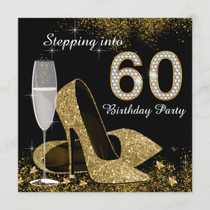 Invitation Fête d'anniversaire 60 ans Black and Gold