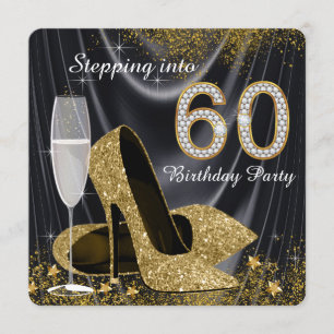 Invitation Fête d'anniversaire 60 ans Black and Gold