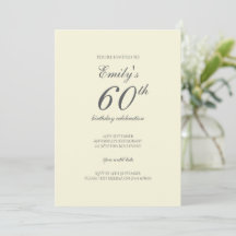 Fête d'anniversaire 60 ans crème élégante moderne