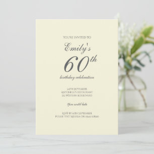 Invitation Fête d'anniversaire 60 ans crème élégante moderne