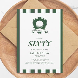 Invitation Fête d'anniversaire 60 ans Elegant Green Men Golf