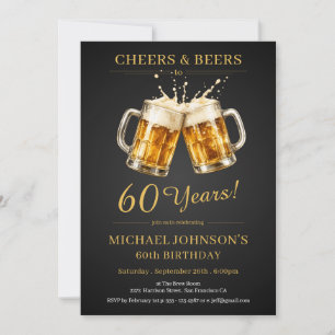 Invitation Fête d'anniversaire 60 ans Élégants Cheers and Be