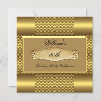 Invitation Fête d'anniversaire 60 ans homme Métal Or Hommes 2