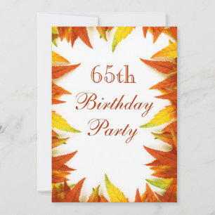 Invitation Fête d'anniversaire 65 ans Feuilles d'automne