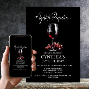Invitation Fête d'anniversaire 65 ans Vin rouge vieilli à la 