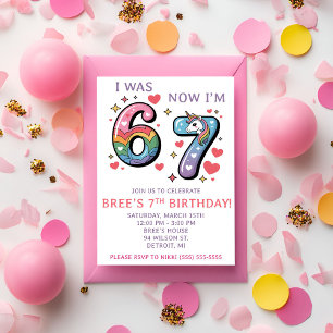 Invitation Fête d'anniversaire 67 sur le thème de Licorne Arc