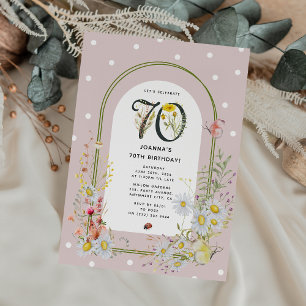 Invitation Fête d'anniversaire 70 ans Arche florale botanique