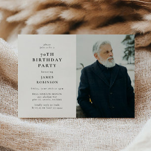 Invitation Fête d'anniversaire 70 ans avec photo moderne