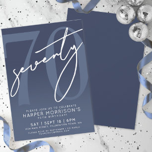 Invitation Fête d'anniversaire 70 ans bleu marine