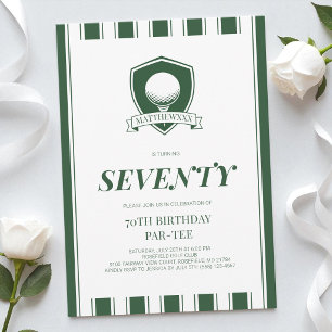 Invitation Fête d'anniversaire 70 ans Elegant Green Men Golf
