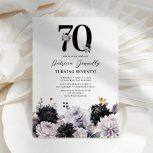 Invitation Fête d'anniversaire 70 ans élégante florale