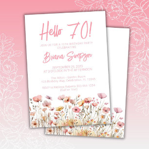 Invitation Fête d'anniversaire 70 ans Floral Rose