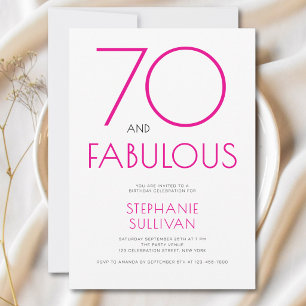 Invitation Fête d'anniversaire 70 ans Minimal Seventy et Fabu