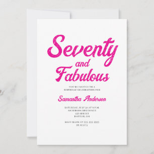 Invitation Fête d'anniversaire 70 ans rose Moderne et Fabuleu