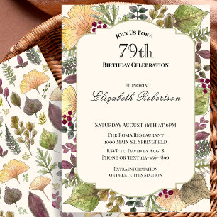 Invitation Fête d'anniversaire 79 ans aux feuilles d'automne