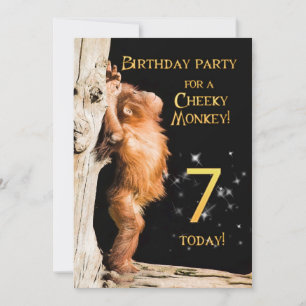 Invitation fête d'anniversaire 7, avec orangoutan