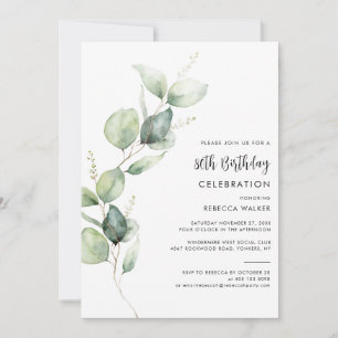 Invitation Fête d'anniversaire 80 ans élégante à l'aquarelle